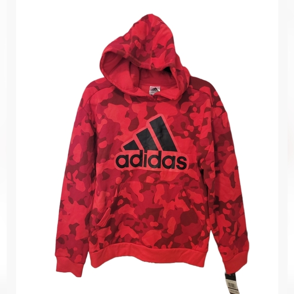 adidas Other - NWT Adidas Boy's Orange Camo Hooded Fleece Lined Pullover Sweatshirt Size XL